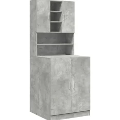 vidaXL Accesorios Para Electrodomésticos-Muebles para lavadora 2 pzas madera de ingeniería gris hormigón