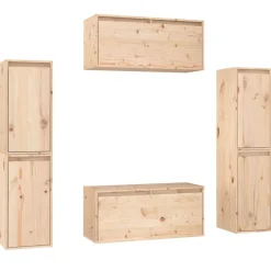 vidaXL Muebles para TV 6 piezas madera maciza de pino Natural Sale