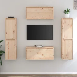 vidaXL Muebles para TV 6 piezas madera maciza de pino Natural Sale