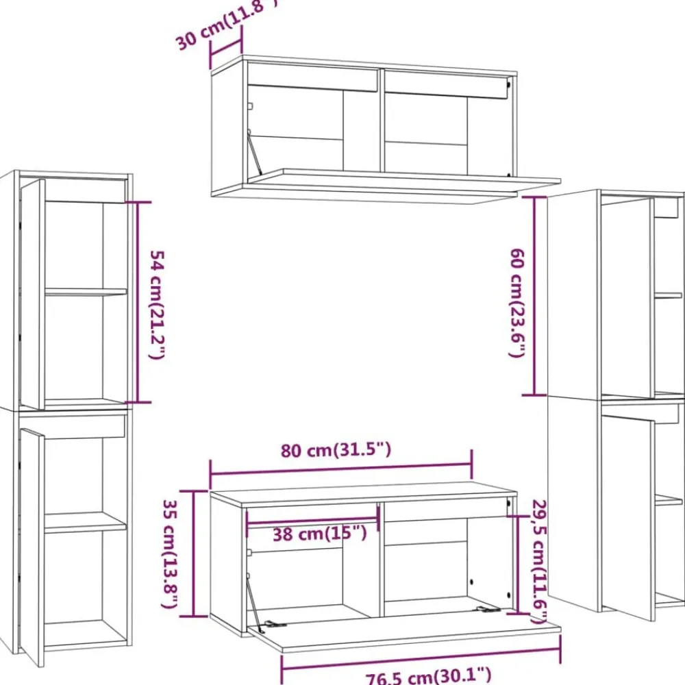 vidaXL Muebles para TV 6 piezas madera maciza de pino Natural Sale