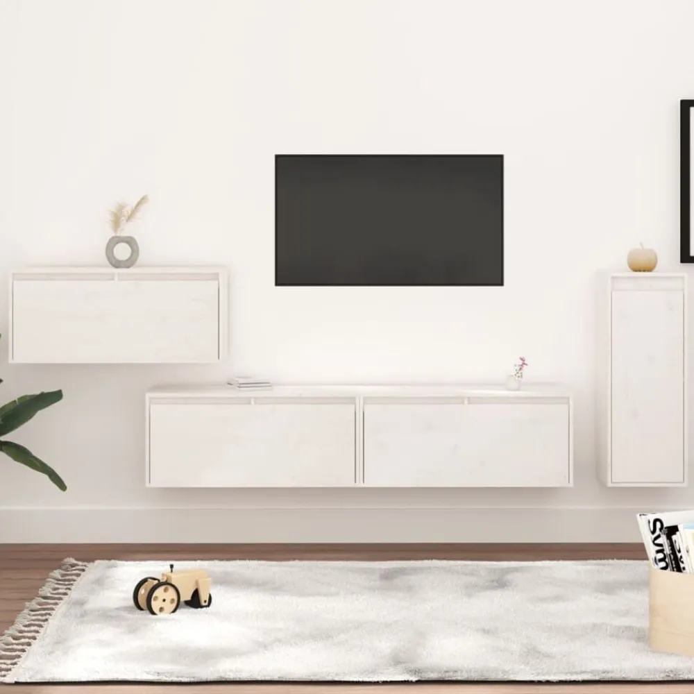 vidaXL Muebles Tv-Muebles para TV 4 piezas madera maciza de pino