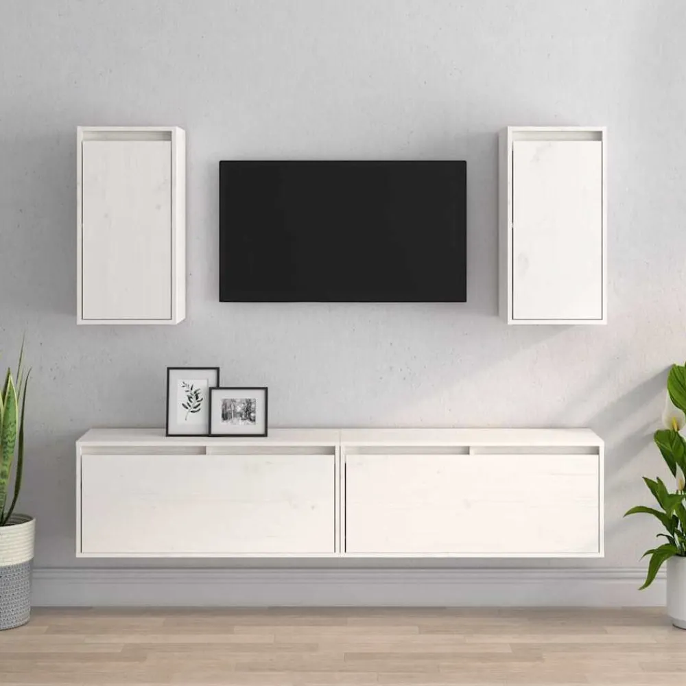 vidaXL Muebles Tv-Muebles para TV 4 piezas madera maciza de pino