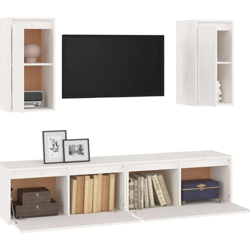 vidaXL Muebles Tv-Muebles para TV 4 piezas madera maciza de pino