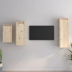 vidaXL Muebles para TV 3 piezas madera maciza de pino Natural Best