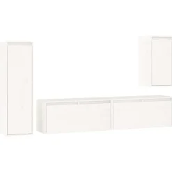 vidaXL Muebles para TV 4 piezas madera maciza de pino Blanco Outlet