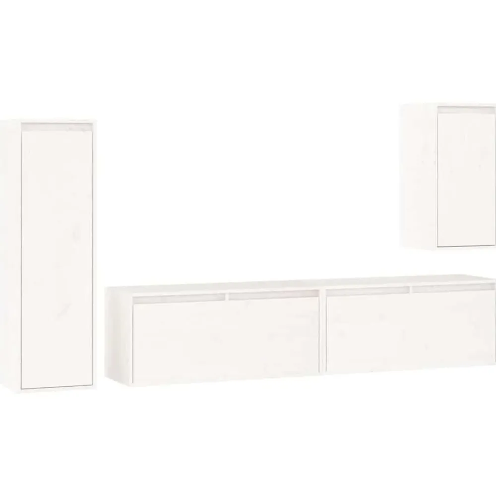 vidaXL Muebles para TV 4 piezas madera maciza de pino Blanco Outlet