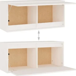 vidaXL Muebles para TV 4 piezas madera maciza de pino Blanco Outlet