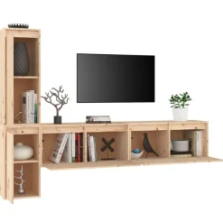 vidaXL Muebles Tv-Muebles para TV 4 piezas madera maciza de pino