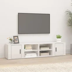 vidaXL Muebles Tv-Muebles para TV 2 uds madera blanco brillo 80x31,5x36 cm