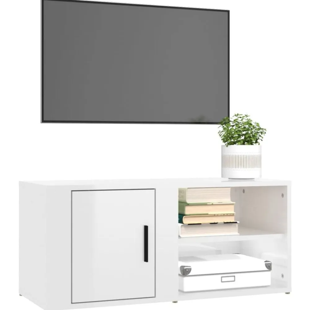 vidaXL Muebles Tv-Muebles para TV 2 uds madera blanco brillo 80x31,5x36 cm