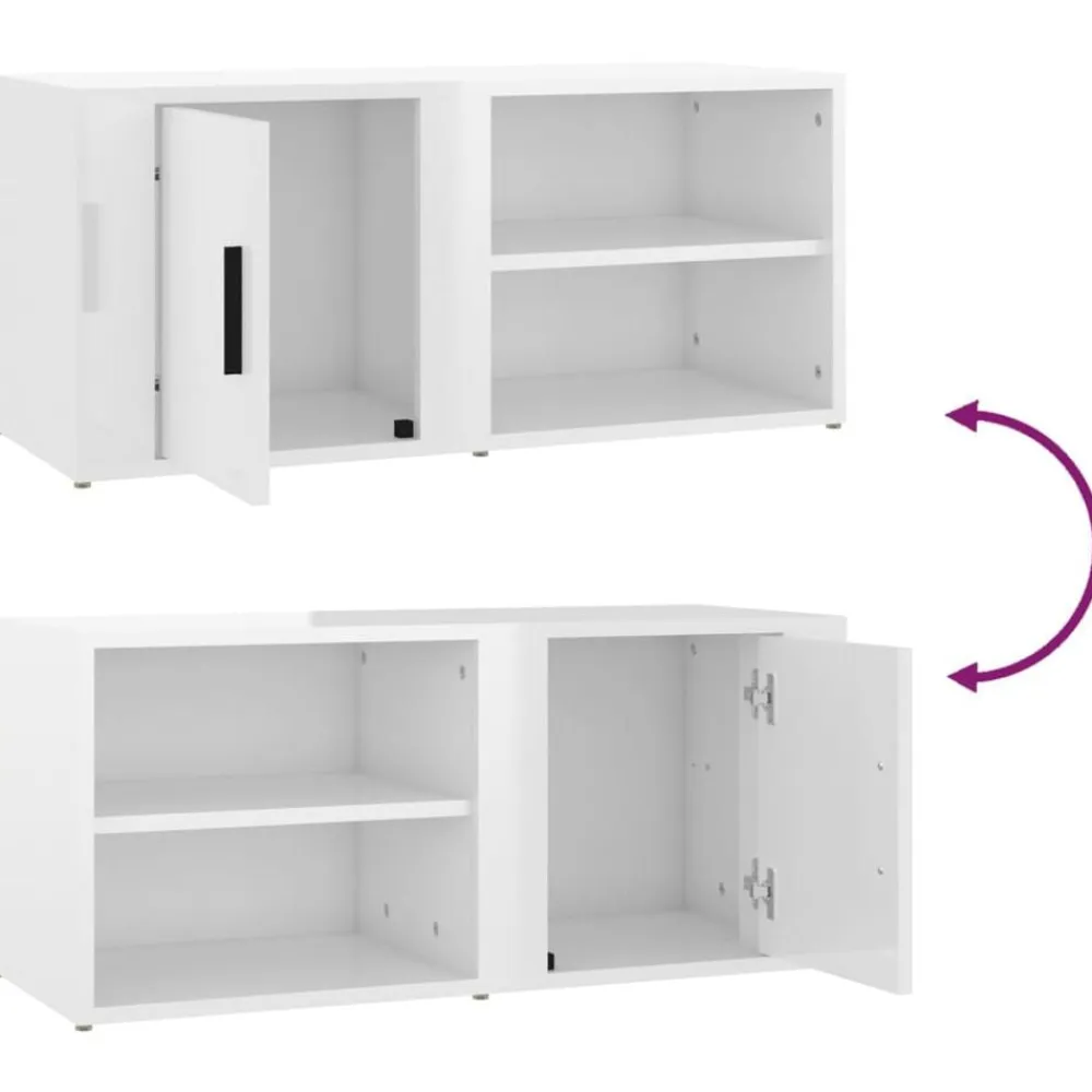 vidaXL Muebles Tv-Muebles para TV 2 uds madera blanco brillo 80x31,5x36 cm
