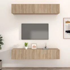 vidaXL Muebles TV 4 uds madera contrachapada 80x30x30 cm Roble Sonoma Hot