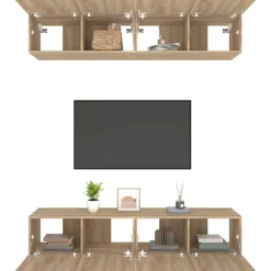 vidaXL Muebles TV 4 uds madera contrachapada 80x30x30 cm Roble Sonoma Hot