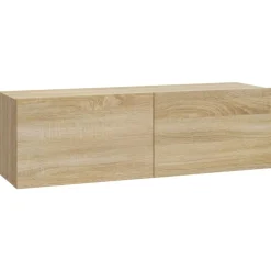 vidaXL Muebles Tv-Muebles TV de pared 2 uds madera ingeniería roble 100x30x30 cm
