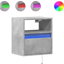 vidaXL Muebles TV de pared luces LED 2 uds gris hormigón 41x31x45 cm Gris hormig&oacute;n Sale