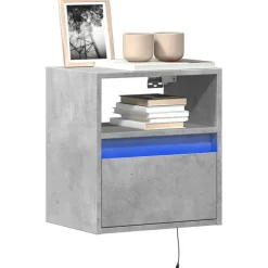vidaXL Muebles TV de pared luces LED 2 uds gris hormigón 41x31x45 cm Gris hormig&oacute;n Sale