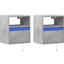 vidaXL Muebles TV de pared luces LED 2 uds gris hormigón 41x31x45 cm Gris hormig&oacute;n Sale