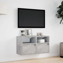 vidaXL Muebles TV de pared luces LED 2 uds gris hormigón 41x31x45 cm Gris hormig&oacute;n Sale