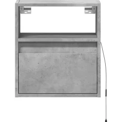 vidaXL Muebles TV de pared luces LED 2 uds gris hormigón 41x31x45 cm Gris hormig&oacute;n Sale