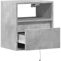 vidaXL Muebles TV de pared luces LED 2 uds gris hormigón 41x31x45 cm Gris hormig&oacute;n Sale