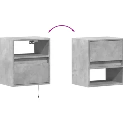 vidaXL Muebles TV de pared luces LED 2 uds gris hormigón 41x31x45 cm Gris hormig&oacute;n Sale