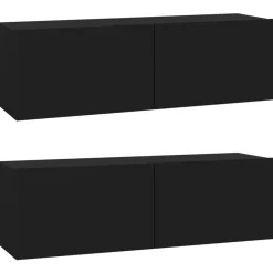 vidaXL Muebles TV pared 2 uds madera contrachapada 100x30x30 cm Negro Online