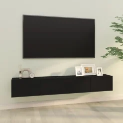 vidaXL Muebles TV pared 2 uds madera contrachapada 100x30x30 cm Negro Online