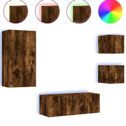 vidaXL Muebles Tv-Muebles TV pared con LED 5 pzas madera ingeniería
