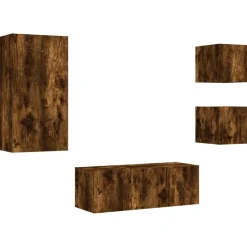 vidaXL Muebles Tv-Muebles TV pared con LED 5 pzas madera ingeniería