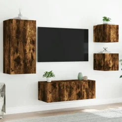 vidaXL Muebles Tv-Muebles TV pared con LED 5 pzas madera ingeniería