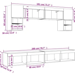 vidaXL Muebles TV pared con LED 6 pzas madera ingeniería Roble Sonoma Sale