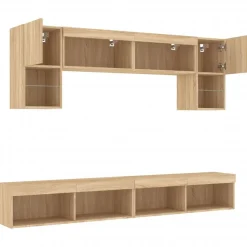 vidaXL Muebles TV pared con LED 6 pzas madera ingeniería Roble Sonoma Sale