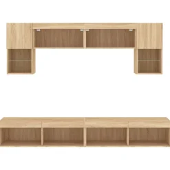vidaXL Muebles TV pared con LED 6 pzas madera ingeniería Roble Sonoma Sale