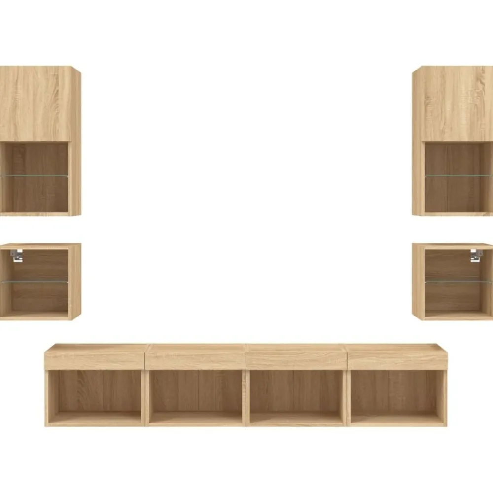 vidaXL Muebles Tv-Muebles TV pared con LED 8 pzas madera ingeniería