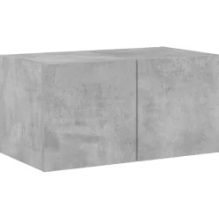 vidaXL Muebles TV pared con LED 4 pzas madera ingeniería gris hormigón Gris hormigón Outlet
