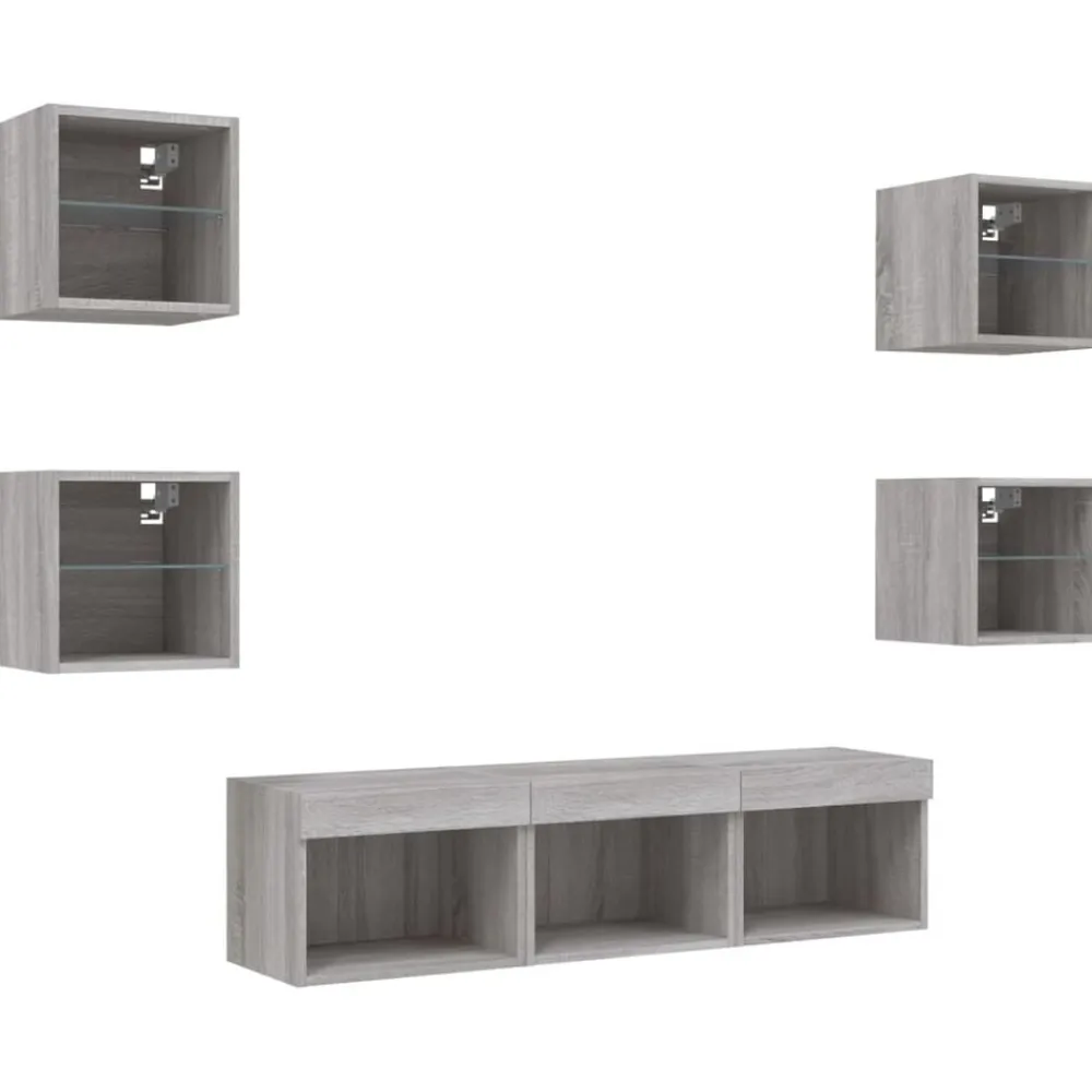 vidaXL Muebles Tv-Muebles TV pared con LED 7 pzas madera ingeniería