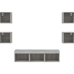 vidaXL Muebles Tv-Muebles TV pared con LED 7 pzas madera ingeniería