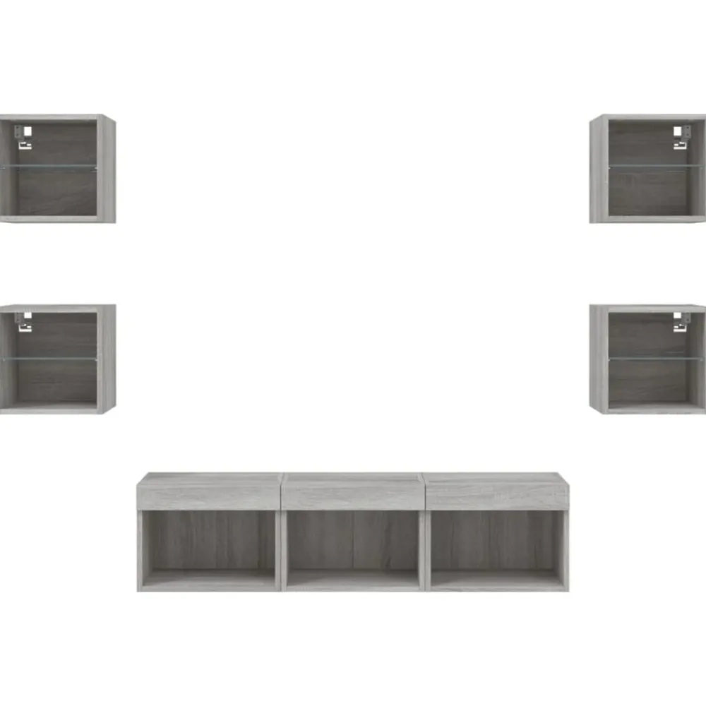 vidaXL Muebles Tv-Muebles TV pared con LED 7 pzas madera ingeniería