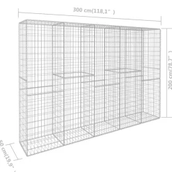 vidaXL Muro de gaviones con cubierta acero galvanizado 300x50x200 cm