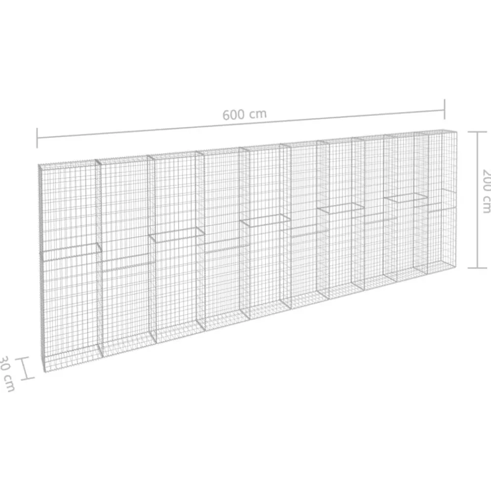 vidaXL Muro de gaviones con cubiertas acero galvanizado 600x30x200 cm New