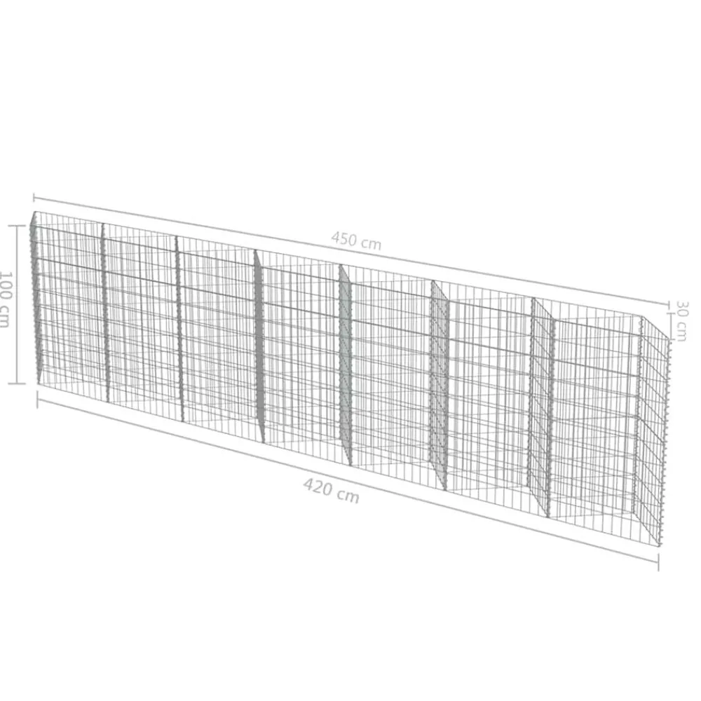 vidaXL Muro de gaviones de acero 450x30x100 cm Outlet