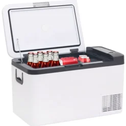 vidaXL Nevera con asa PP y PE negro y blanco 25 L Online