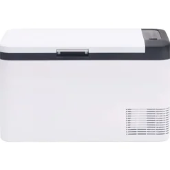 vidaXL Nevera con asa y adaptador PP y PE negro y blanco 18 L