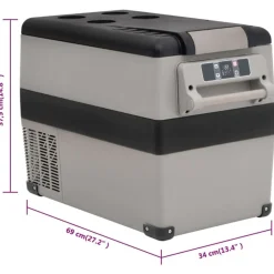 vidaXL Nevera con asa y adaptador PP y PE negro y gris 35 L Best