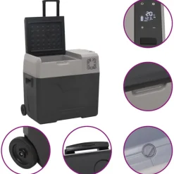 vidaXL Nevera con ruedas y asa polipropileno negro y gris 30 L Discount