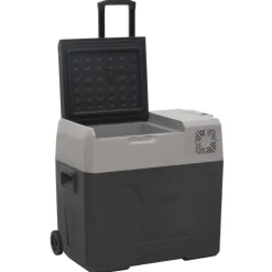 vidaXL Nevera con ruedas y adaptador polipropileno negro y gris 50 L New