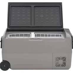 vidaXL Nevera con ruedas y adaptador PP y PE negro y gris 36 L New