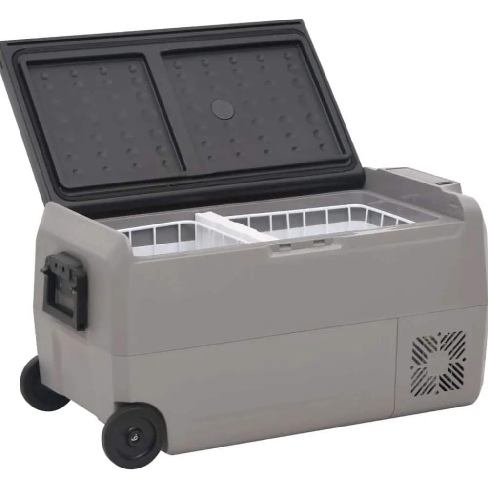 vidaXL Nevera con ruedas y asa PP Y PE negro y gris 60 L Best