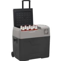 vidaXL Nevera con ruedas y adaptador polipropileno negro y gris 40 L
