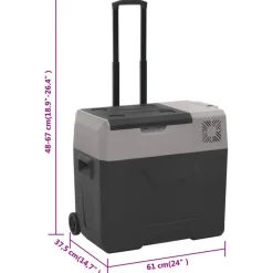 vidaXL Nevera con ruedas y adaptador polipropileno negro y gris 40 L